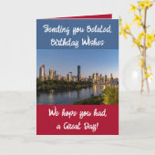 Vertraagde verjaardagswensen toevoegen foto blauw  kaart (Gele Bloem)