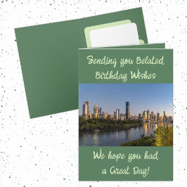 Vertraagde verjaardagswensen voeg foto groen toe kaart