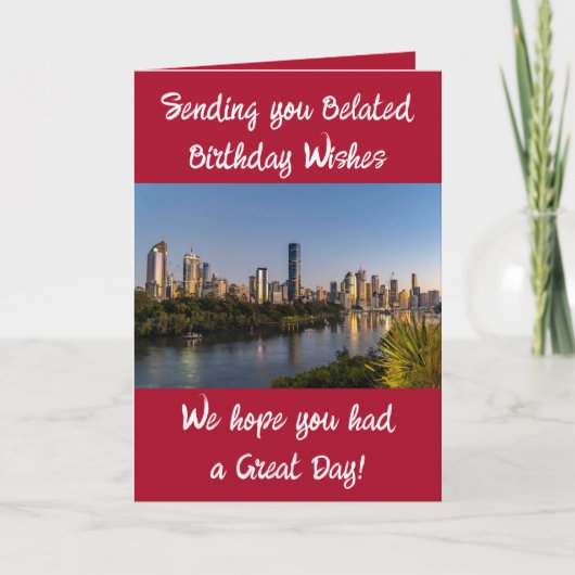 Vertraagde verjaardagswensen voeg foto rood toe kaart (Voorkant)