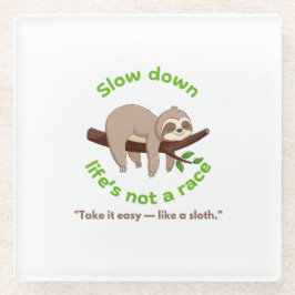 Vertragen – Luiaard Graphic Glazen Onderzetter