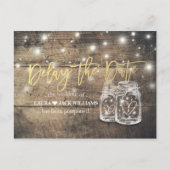 Vertraging Datum huwelijk uitstel Mason Jar Wood Aankondigingskaart (Voorkant)