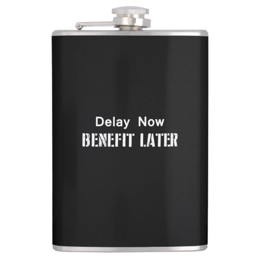 Vertraging nu, voordeel later heupfles (Voorkant)