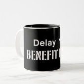 Vertraging nu, voordeel later tweekleurige koffiemok (Voorkant links)