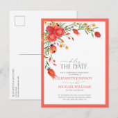 Vertraging van de datum Papaya en de Oranje Floral Aankondigingskaart (Voorkant / Achterkant)