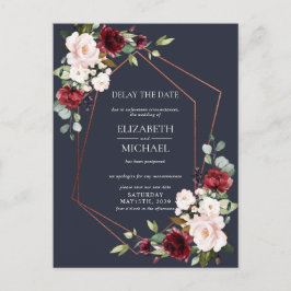 Vertragingsdatum koper Geometric Burgundy Blue Aankondigingskaart