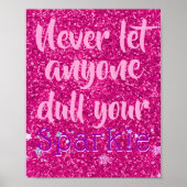 Vertrek nooit uw spaarquote roze glitter poster (Voorkant)