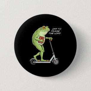 Vertrek om de Heer te prijzen Funny Frog christeli Ronde Button 5,7 Cm