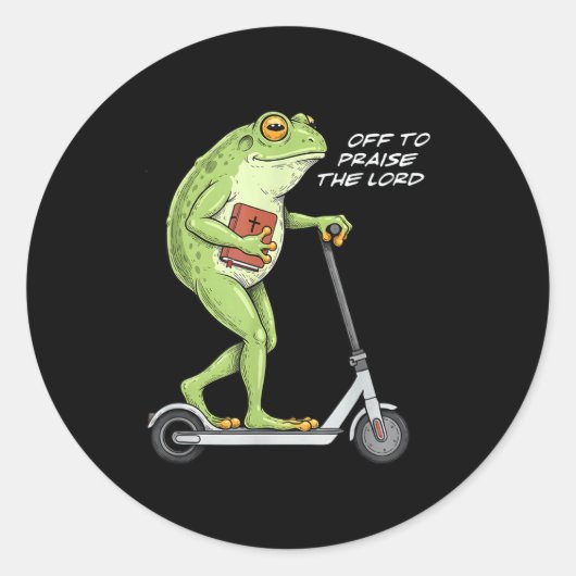Vertrek om de Heer te prijzen Funny Frog christeli Ronde Sticker (Voorkant)