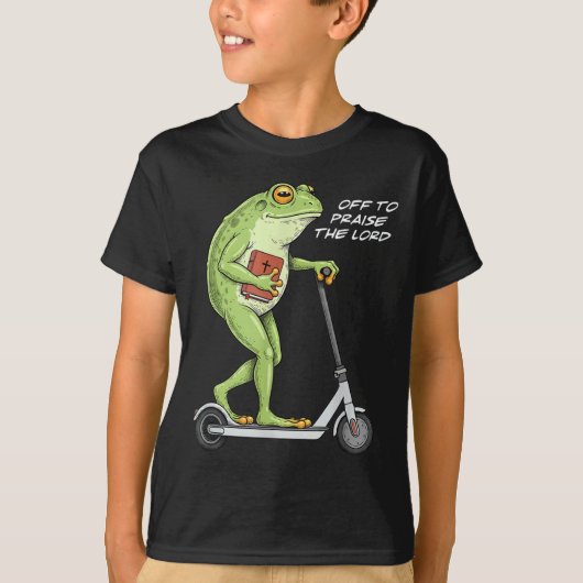 Vertrek om de Heer te prijzen Funny Frog christeli T-shirt (Voorkant)