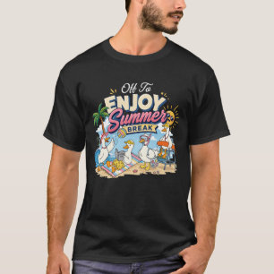 Vertrek om van de zomervakantie strand eenden vaka t-shirt