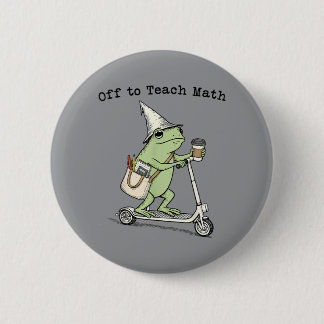 Vertrek om wiskundeleraren kikker grappig terug te ronde button 5,7 cm