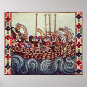 vertrek van een boot voor de kruistochten; poster (Voorkant)