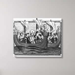 Vertrek van St. Louis voor de kruistocht Canvas Afdruk
