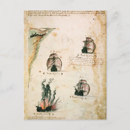 Vertrek van Vasco da Gama Briefkaart (Voorkant)