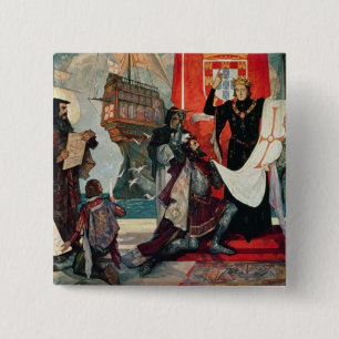 Vertrek voor de Kaap, koning Manuel I van Vierkante Button 5,1 Cm