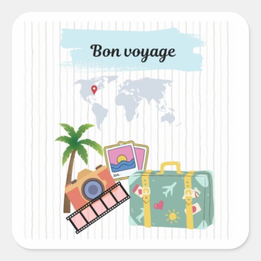 Vertrekkaart, vierkante sticker (Voorkant)