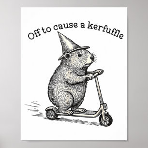 Vertrekken om capybara-scooterchaos hilarisch gedo poster