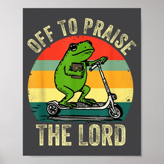 Vertrekken om de Heer te prijzen Funny Frog Bijbel Poster (Voorkant)