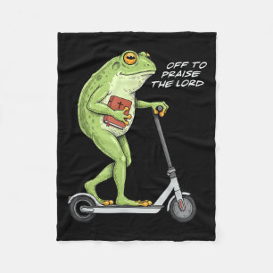 Vertrekken om de Heer te prijzen Funny Frog Christ Fleece Deken