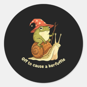 Vertrekken om een rel te schoppen Grappige Cowboy Ronde Sticker
