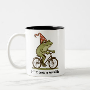 Vertrekken om een rel te schoppen Kikker Sarcastis Tweekleurige Koffiemok