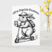 Vertrekken om emoties te reguleren Grappige Bunny Kaart (Gele Bloem)