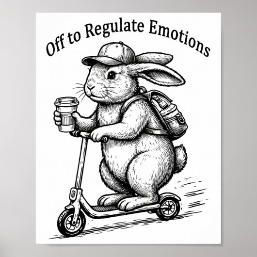 Vertrekken om emoties te reguleren Grappige Bunny Poster (Voorkant)