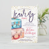 Vertrekkend Partij Koffer Reizen Kaart (Staand voorkant)