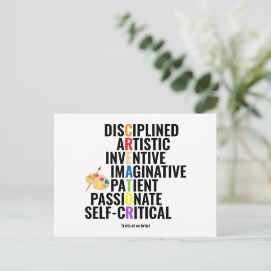 Vertrekkingen van kunstenaars briefkaart (Staand voorkant)