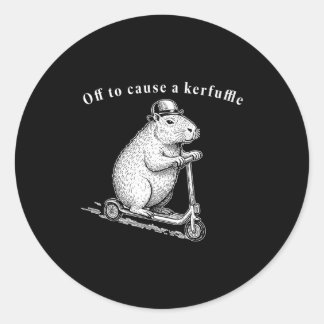 Vertrekt om een rel te schoppen, grappige bosmarmo ronde sticker