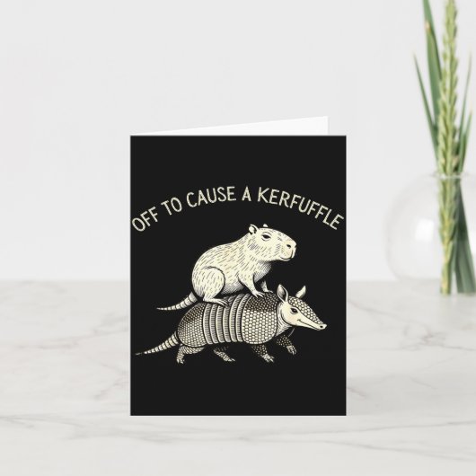 Vertrekt om een rel te schoppen grappige capybara kaart (Voorkant)
