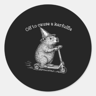 Vertrekt om een rel te schoppen, grappige grondeek ronde sticker