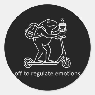 Vertrekt om emoties te reguleren grappige kikker o ronde sticker