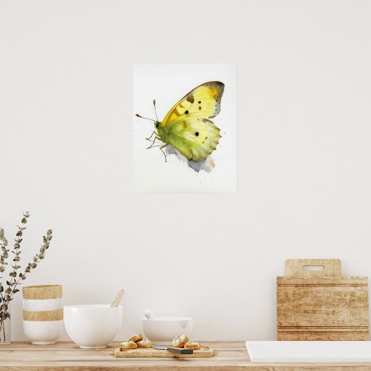 Vertroebelde zwavel vlinder Art Print Poster (Keuken)