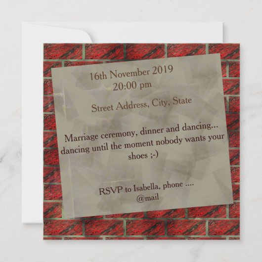 Vertrokken baksteen of tegels die hem simuleren? R Kaart (Achterkant)