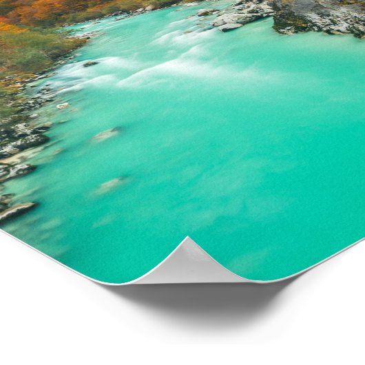 Vertrokken herfstdag van de rivier de Soča Sloveni Poster (Hoek)
