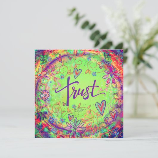 Vertrouw BoHo Bloemen Aanmoediging Inspirerend Bedankkaart (Staand voorkant)