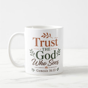 Vertrouw de God die Ziet Christelijke Aanmoediging Koffiemok