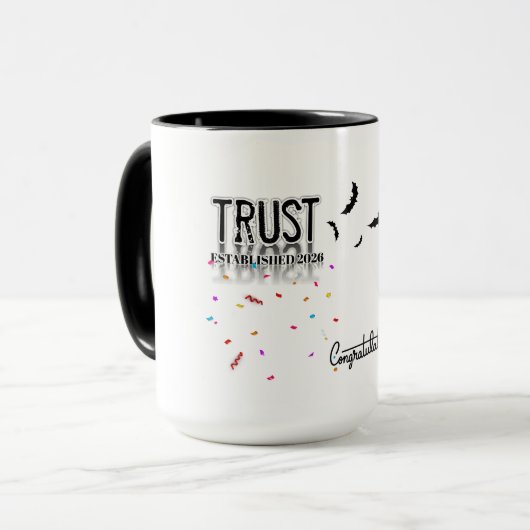 Vertrouw De Reis Coffee Mok - Inspirerende Keramie (Voorkant links)