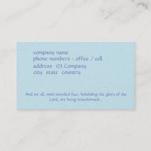 Vertrouw gebaseerd visitekaartje, biddend figuur o visitekaartje (Achterkant)