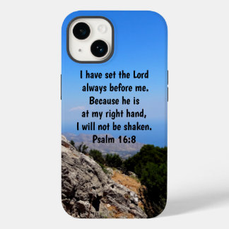 Vertrouw God aan mijn rechterhand Psalm 16:8 Bijbe Case-Mate iPhone 14 Hoesje