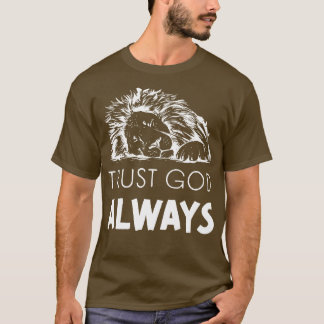 Vertrouw God Leeuw Jezus God aanbidden Lof T-shirt