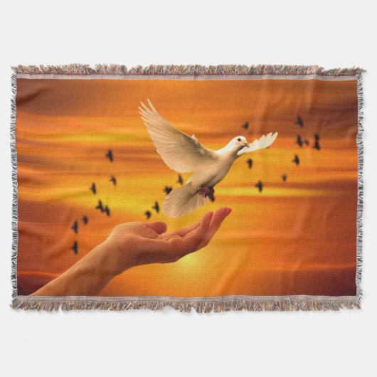 Vertrouw God met Dove in Hand Deken (Voorkant)