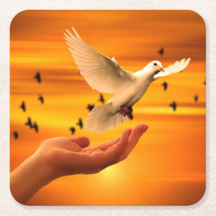 Vertrouw God met Dove in Hand Kartonnen Onderzetters