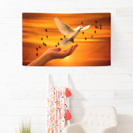 Vertrouw God met Dove in Hand Spandoek (Insitu)
