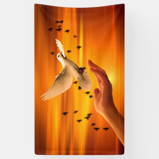 Vertrouw God met Dove in Hand Spandoek (Verticaal)