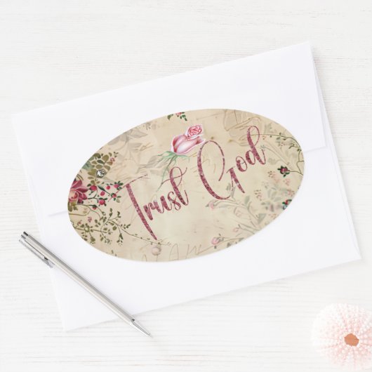 Vertrouw God Ovale Sticker (Envelop)