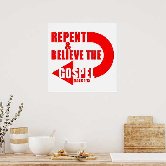 Vertrouw het evangelie: Jezus Christelijke gelovig Poster (Keuken)