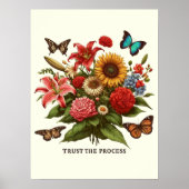 Vertrouw het Proces Bloemige Vlinderprint Poster (Voorkant)