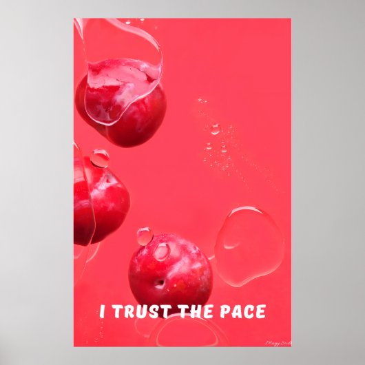Vertrouw het Tempo: Rode Kersen Zen Muurkunst Poster (Voorkant)